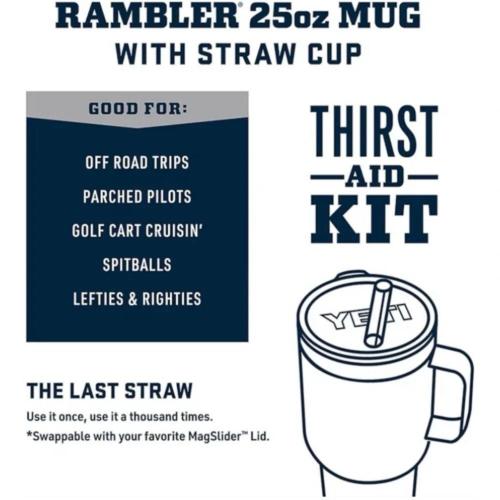 YETI Rambler 25 oz Tumbler with Handle and Straw Lid, Travel Mug. Brand New - Picture 3 of 11